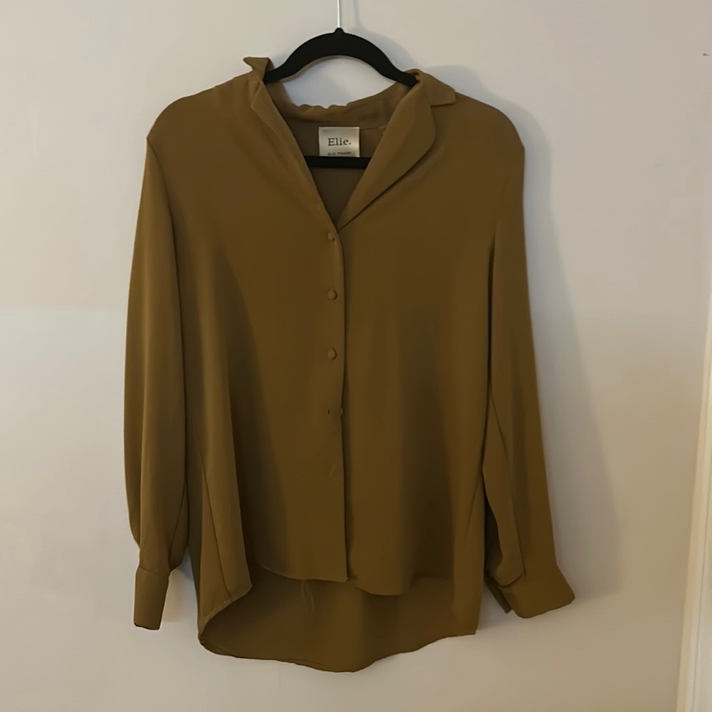 mustard yellow button down blouse